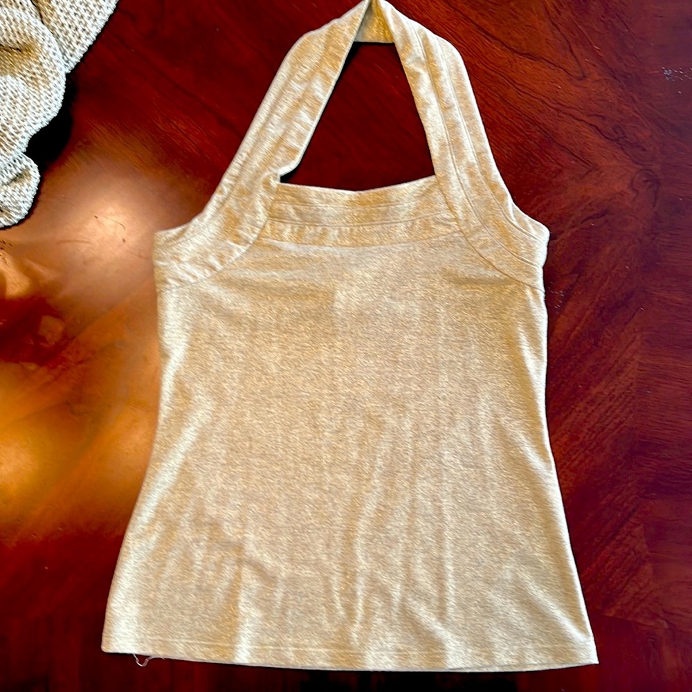 White House Black Market Metallic gold halter top, size small.